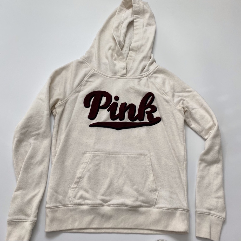 PINK - White Pullover Hoodie